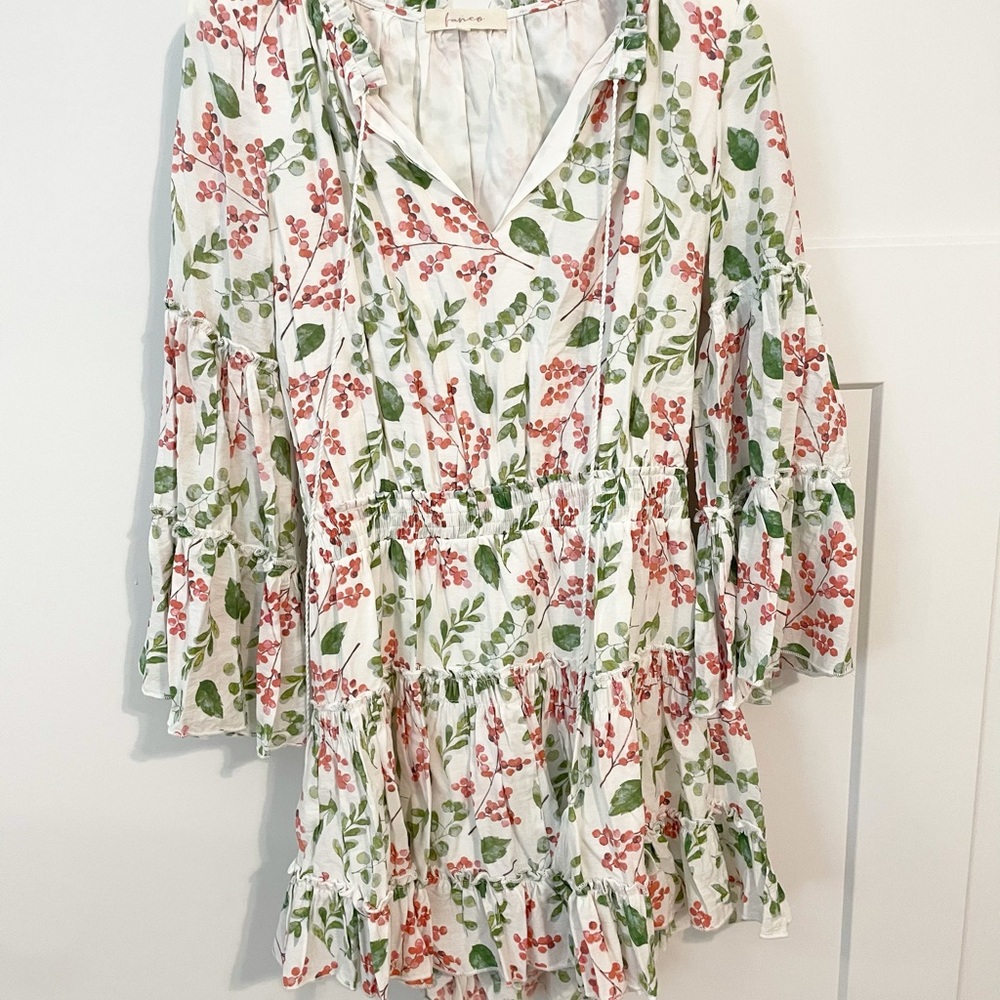 Floral Bell Sleeved Tiered Dress - Size Medium
